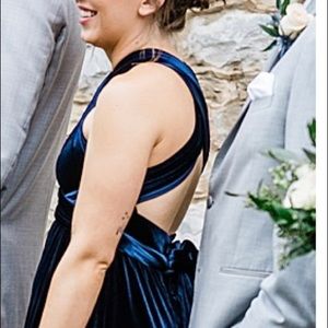 Navy blue Micah Convertible Velvet Dress from Revelry